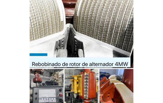Rewinding of the main rotor of a 4 MW generator.